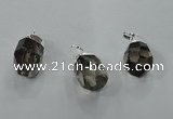 NGP1355 15*25mm - 18*30mm faceted nuggets smoky quartz pendants