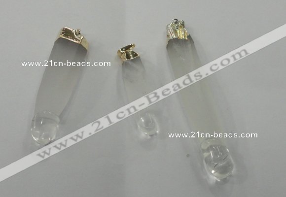 NGP1359 10*45mm - 15*75mm carved white crystal pendants