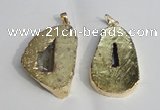 NGP1386 35*40mm - 40*50mm freeform plated druzy agate pendants