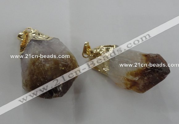 NGP1388 18*35mm - 20*50mm nuggets citrine gemstone pendants