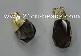 NGP1391 15*25mm - 20*35mm faceted nuggets smoky quartz pendants