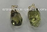 NGP1393 18*25mm - 15*35mm faceted nuggets lemon quartz pendants