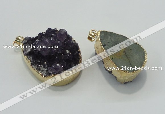 NGP1402 22*35mm - 30*40mm freeform druzy amethyst pendants wholesale