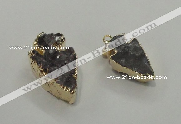 NGP1405 15*25mm - 20*35mm arrowhead druzy amethyst pendants wholesale