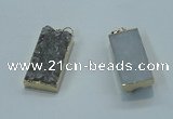 NGP1408 15*30mm - 18*35mm rectangle druzy amethyst pendants wholesale