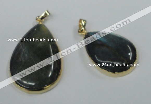 NGP1409 22*30mm - 25*35mm flat teardrop labradorite pendants wholesale