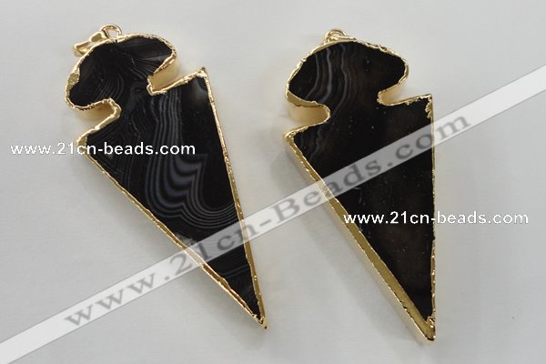 NGP1410 30*65mm arrowhead agate gemstone pendants wholesale