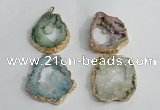 NGP1425 30*45mm - 45*55mm freeform plated druzy agate pendants