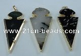 NGP1433 25*60mm - 30*65mm arrowhead agate pendants wholesale