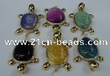 NGP1437 43*60mm tortoise agate pendants with crystal pave alloy settings