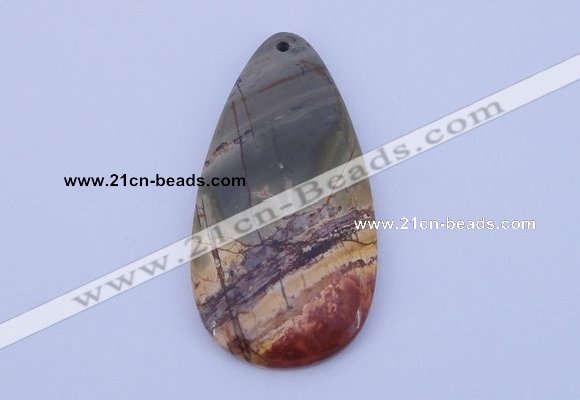 NGP144 2pcs 30*60mm teardrop picasso jasper gemstone pendants