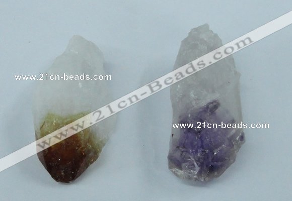 NGP1442 20*45mm - 25*55mm nuggets amethyst & citrine pendants