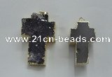 NGP1447 20*40mm - 30*55mm cross druzy amethyst gemstone pendants