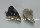 NGP1448 20*40mm - 28*45mm heart druzy amethyst gemstone pendants