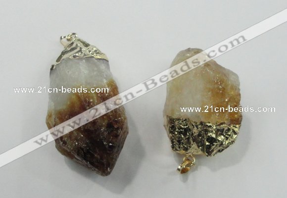 NGP1458 25*40mm - 35*55mm nuggets citrine gemstone pendants