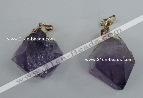 NGP1464 20*35mm - 25*40mm nuggets amethyst gemstone pendants