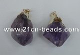 NGP1465 25*45mm - 28*50mm nuggets amethyst gemstone pendants