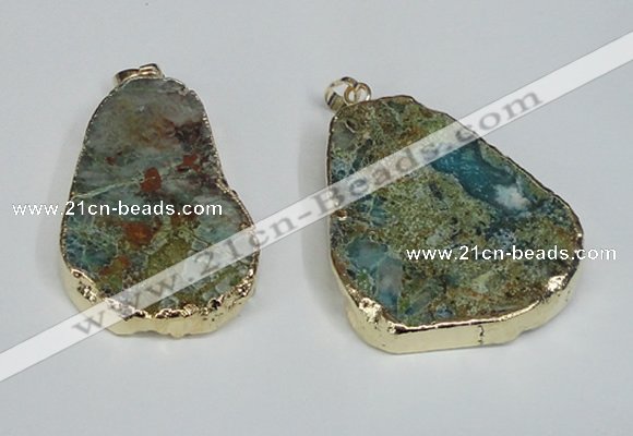 NGP1471 30*40mm - 40*50mm freeform chrysocolla gemstone pendants