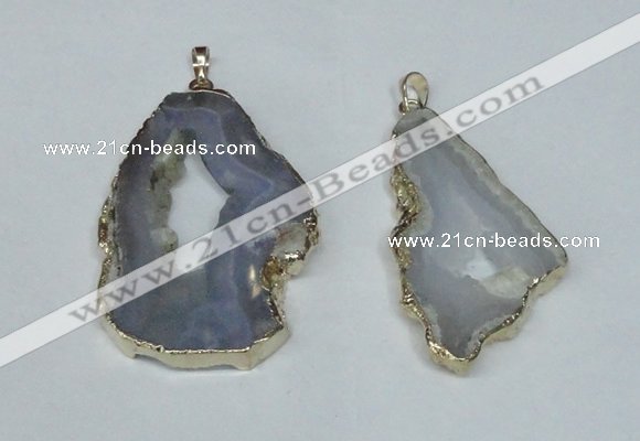 NGP1478 30*45mm - 40*55mm freeform blue lace agate pedants