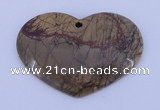 NGP148 2pcs 35*50mm heart fashion picasso jasper gemstone pendants