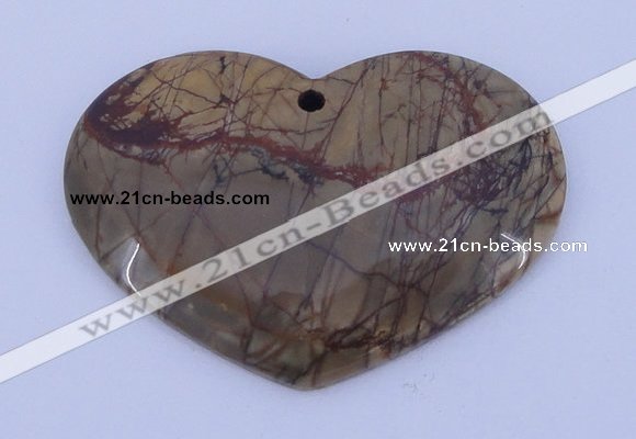 NGP148 2pcs 35*50mm heart fashion picasso jasper gemstone pendants
