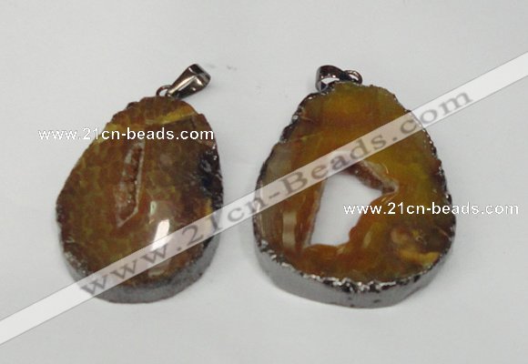 NGP1487 30*45mm - 40*50mm freeform plated druzy agate pendants