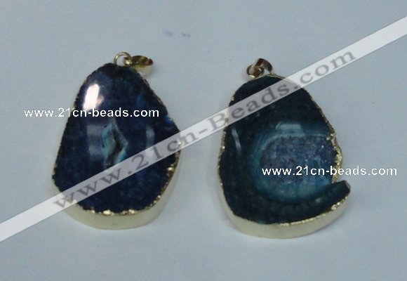 NGP1492 30*45mm - 40*50mm freeform plated druzy agate pendants