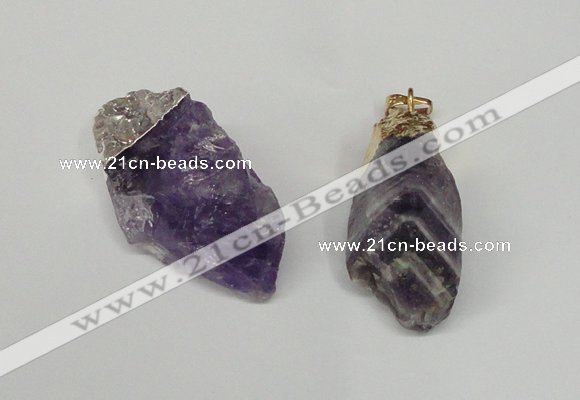 NGP1504 20*30mm - 25*50mm nuggets amethyst gemstone pendants