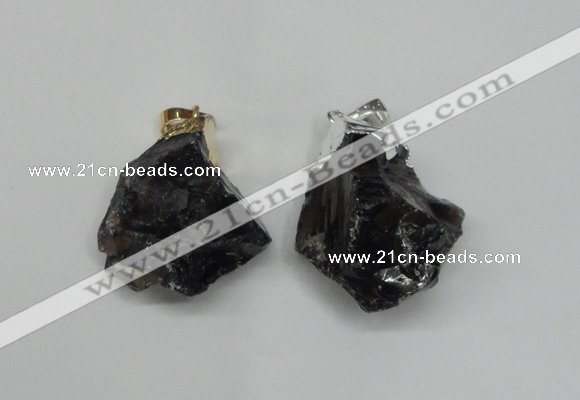 NGP1505 20*30mm - 25*50mm nuggets smoky quartz pendants