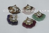 NGP1508 8*25*28mm mixed gemstone with brass setting pendants