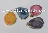 NGP1515 20*30mm - 25*35mm freeform plated druzy agate pendants