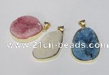 NGP1516 20*30mm - 25*35mm freeform plated druzy agate pendants