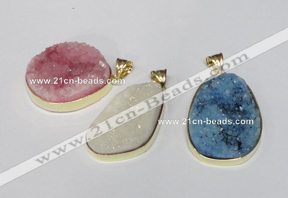 NGP1516 20*30mm - 25*35mm freeform plated druzy agate pendants