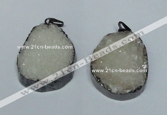 NGP1518 30*35mm - 30*40mm freeform plated druzy agate pendants