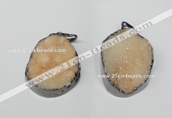 NGP1519 30*35mm - 30*40mm freeform plated druzy agate pendants