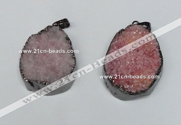 NGP1520 30*35mm - 30*40mm freeform plated druzy agate pendants