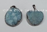 NGP1522 30*35mm - 30*40mm freeform plated druzy agate pendants