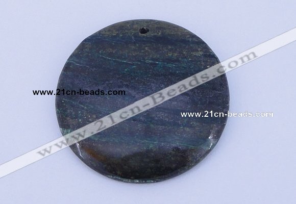 NGP155 2pcs 45mm flat round fashion long spar stone pendants