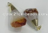 NGP1550 20*35mm - 25*45mm faceted nuggets citrine gemstone pendants