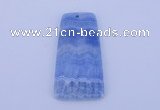 NGP156 2pcs 28*55mm trapezoid dyed blue lace agate gemstone pendants