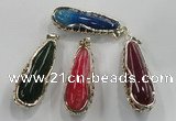 NGP1563 18*25*65mm teardrop agate with brass setting pendants