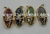 NGP1564 8*28*60mm oval agate with brass setting pendants