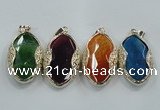 NGP1566 11*32*58mm marquise agate with brass setting pendants