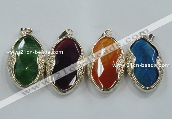 NGP1566 11*32*58mm marquise agate with brass setting pendants