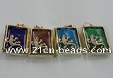 NGP1568 9*33*45mm rectangle agate with brass setting pendants