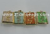 NGP1569 9*35*45mm rectangle agate with brass setting pendants