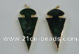 NGP1573 30*65mm arrowhead agate gemstone pendants