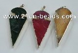 NGP1574 30*65mm arrowhead agate gemstone pendants