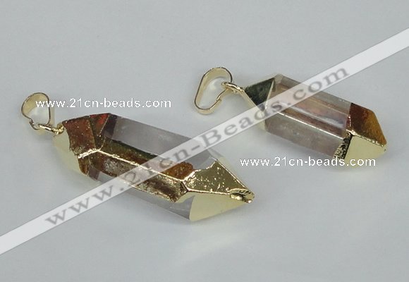 NGP1595 10*28mm - 12*40mm faceted nuggets white crystal pendants