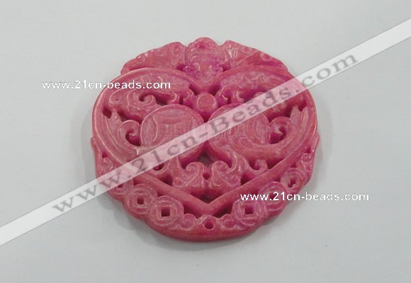 NGP1611 65*65mm Carved dyed natural hetian jade pendants wholesale